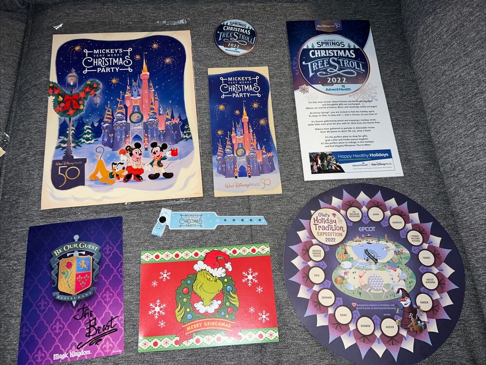2022 Disney Mickey’s Very Merry Christmas Party Print Poster Guide Grinch Epcot